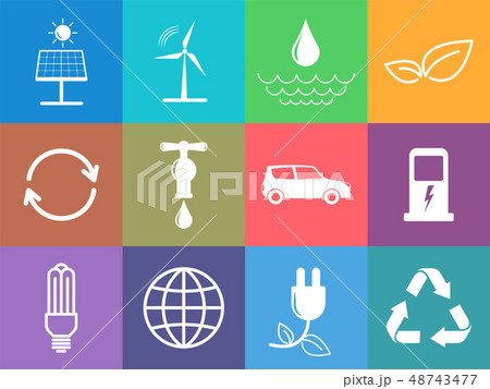 Flat design icons set of sustainable energy 48743477