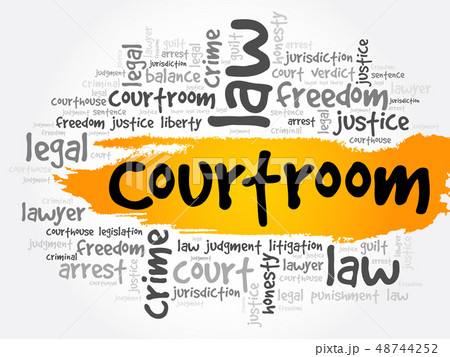 Courtroom word cloud collage 48744252