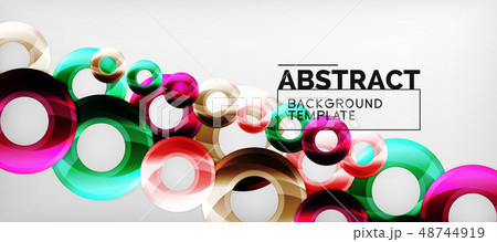 Modern geometric circles abstract background, colorful round shapes with shadow effects 48744919
