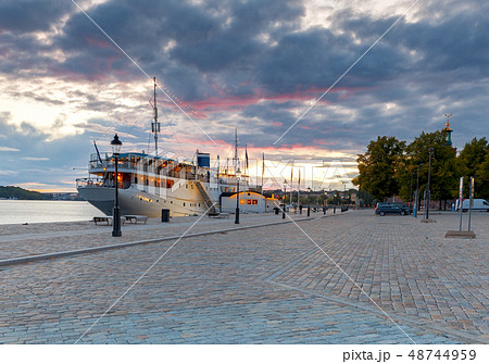 Stockholm. City embankment at sunrise. 48744959