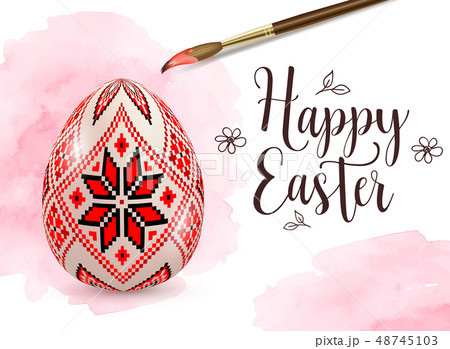 Background with Easter egg and paintbrush Background with Easter egg and paintbrush 48745103