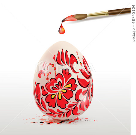 Easter egg with red floral ornament Easter egg with red floral ornament 48745104