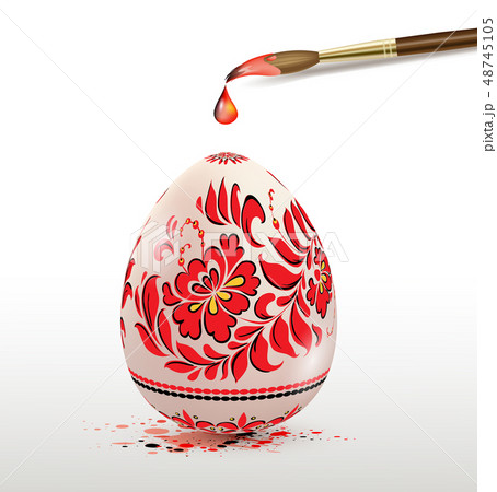 Easter egg with red floral ornament Easter egg with red floral ornament 48745105