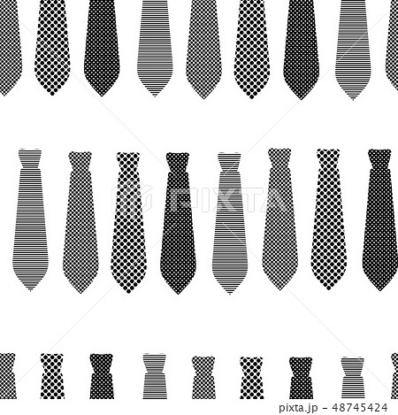Seamless Pattern with black and white ties or neckties, isolated on white background. Different 48745424
