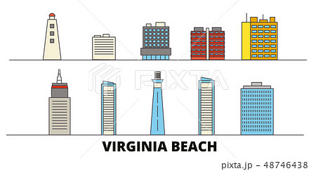 United States, Virginia Beach flat landmarks vector illustration. United States, Virginia Beach line 48746438