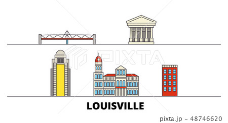United States, Louisville flat landmarks vector illustration. United States, Louisville line city 48746620