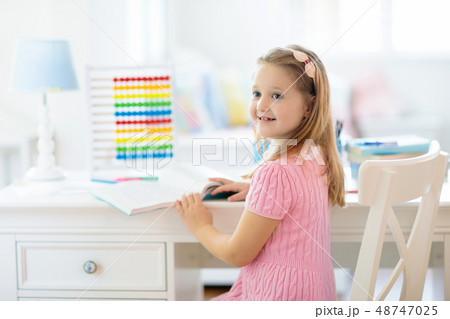 Child drawing. Kids paint. Girl after school. Child drawing. Kids paint. Girl after school. 48747025