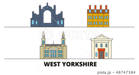 United Kingdom, West Yorkshire flat landmarks vector illustration. United Kingdom, West Yorkshire 48747384