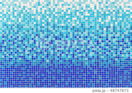White blue tile bathroom or pool mosaic background 48747673