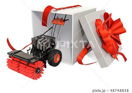 Snow blower with bow and ribbon, gift concept Snow blower with bow and ribbon, gift concept 48748838