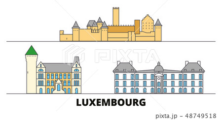 Luxembourg flat landmarks vector illustration. Luxembourg line city with famous travel sights 48749518