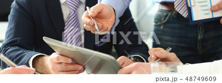 Group businessman are looking and 48749609