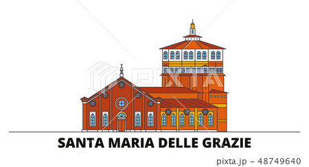 Italy Santa Maria Delle Grazie Flat Landmarks のイラスト素材