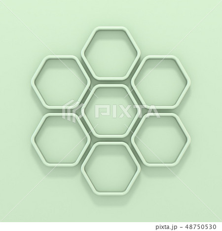 Green arranged hexagon segments 3D Green arranged hexagon segments 3D 48750530