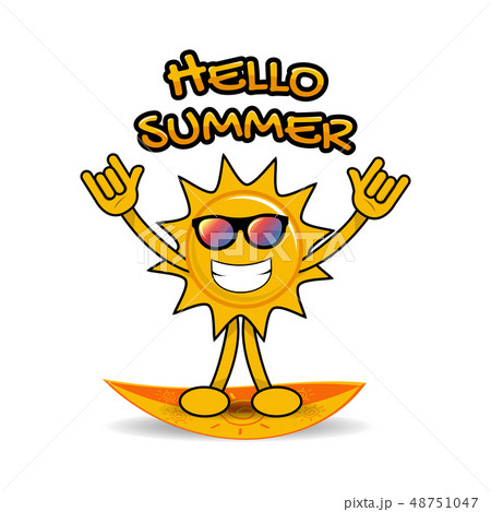 Hello Summer Sun Smile Design Vectorのイラスト素材
