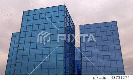 blue glass office building modern architecture 48751274