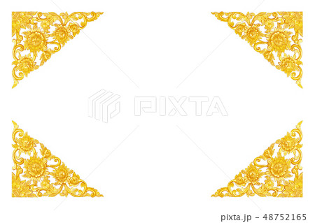 Pattern of wood carve gold paint for decoration on 48752165