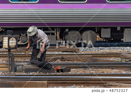 Checking the railroad tracks Checking the railroad tracks 48752327