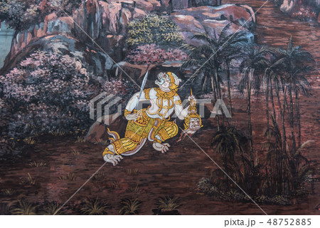 Art painting on the wall about ramayana story 48752885