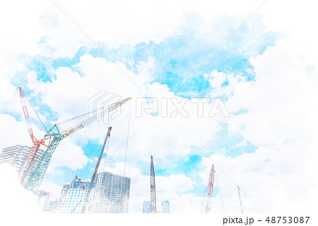 横浜の高層マンションと建設現場 横浜の高層マンションと建設現場 48753087