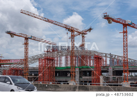 Construction site of sky train Bangsue-Rangsit 48753602