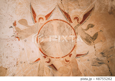 Ancient Frescoes In Walls Of Caves Of David Gareja Monastery Complex. Davit Gareji Monastery Is Ancient Frescoes In Walls Of Caves Of David Gareja Monastery Complex. Davit Gareji Monastery Is 48755262