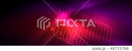 Glowing neon abstract lines, techno futuristic template 48755766