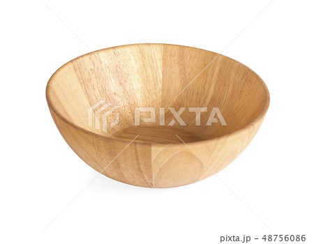 Wooden bowl isolated on white 48756086
