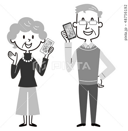 スマホ 高齢者 通話 イラストのイラスト素材