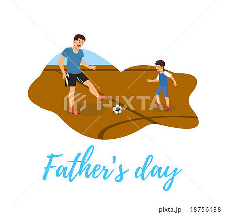 Vector Flat Banner Fathers Day Ball Game in Air. Vector Flat Banner Fathers Day Ball Game in Air. 48756438