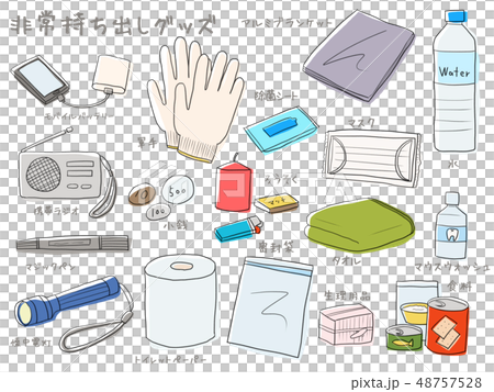 非常持ち出しグッズ　素材 48757528