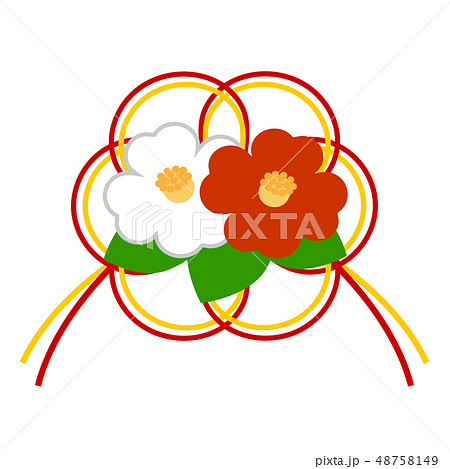 年賀素材 椿の飾り紐 イラスト クリップアートのイラスト素材