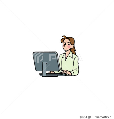 パソコンを打っているOL 48758657