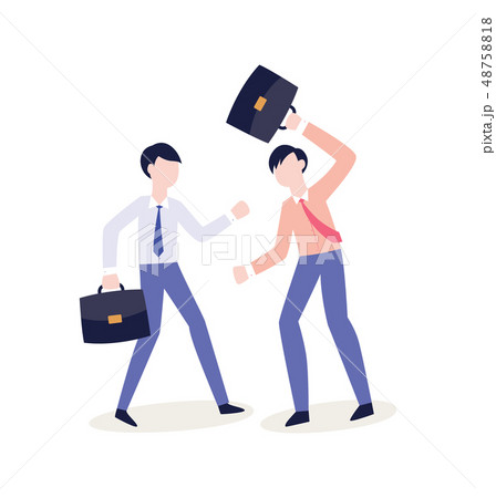 Vecto flat office workers swinging their briefcase 48758818