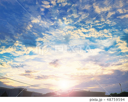 Afternoon Sunset Sky Clouds Landscape  Anime Background Generative Ai  Stock Photo Picture And Royalty Free Image Image 200662881