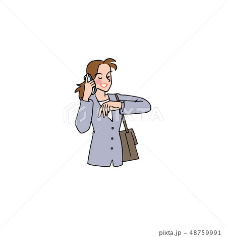 電話しながら時間を確認しているOL 48759991