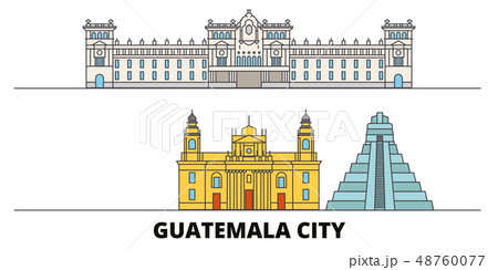 Guatemala, Guatemala City flat landmarks vector illustration. Guatemala, Guatemala City line city 48760077