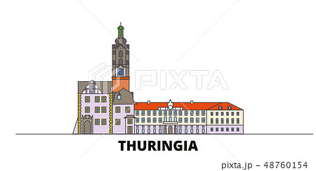 Germany, Thuringia flat landmarks vector illustration. Germany, Thuringia line city with famous 48760154