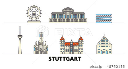 Germany, Stuttgart flat landmarks vector illustration. Germany, Stuttgart line city with famous Germany, Stuttgart flat landmarks vector illustration. Germany, Stuttgart line city with famous 48760156