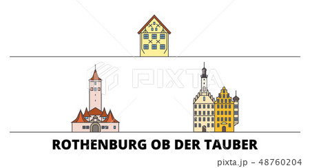 Germany, Rothenburg Ob Der Tauber flat landmarks vector illustration. Germany, Rothenburg Ob Der 48760204