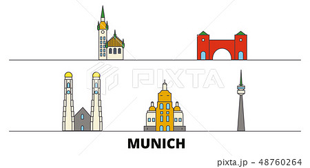 Germany, Munich flat landmarks vector illustration. Germany, Munich line city with famous travel 48760264