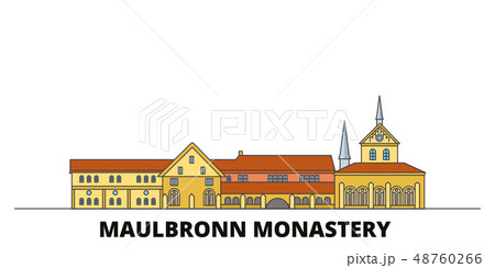 Germany, Maulbronn Monastery flat landmarks vector illustration. Germany, Maulbronn Monastery line 48760266