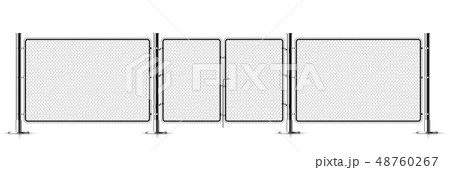 Realistic metal chain link fence. Realistic metal chain link fence. 48760267