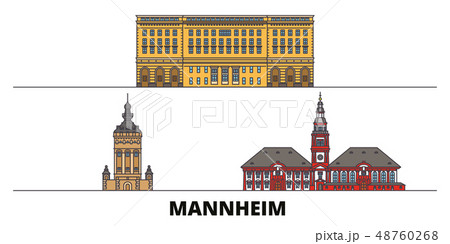 Germany, Mannheim flat landmarks vector illustration. Germany, Mannheim line city with famous travel 48760268