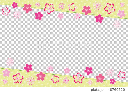 水玉のフレーム 桜 ポストカード 背景 ピンクのイラスト素材