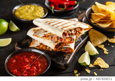 Chicken quesadillas with paprika and cheese 48760651