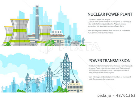 Set of White Banners with Electric Transmission 48761263