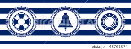 Banner with Sea Emblems on Seamless Background Banner with Sea Emblems on Seamless Background 48761374