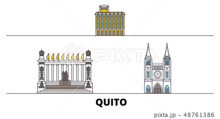Ecuador, Guayaquil, Quito flat landmarks vector illustration. Ecuador, Guayaquil, Quito line city 48761386