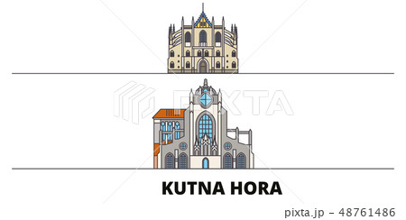 Czech Republic, Kutna Hora flat landmarks vector illustration. Czech Republic, Kutna Hora line city 48761486